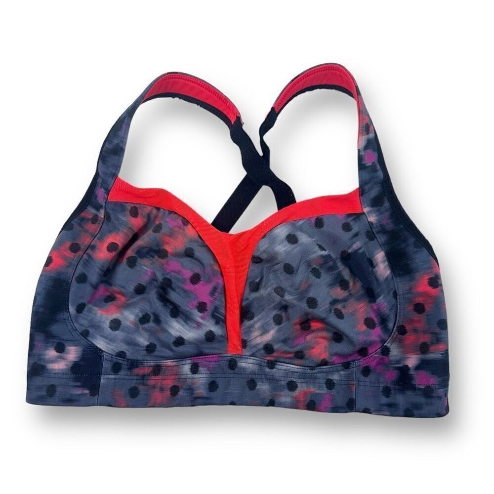 Lululemon Women's 34DD Ta Ta Tamer Supportive Sports Bra Windy Blooms Print Red